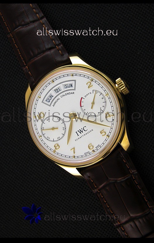 IWC Portugieser Annual Calender White Dial Yellow Gold IW503502 1:1 Mirror Replica 