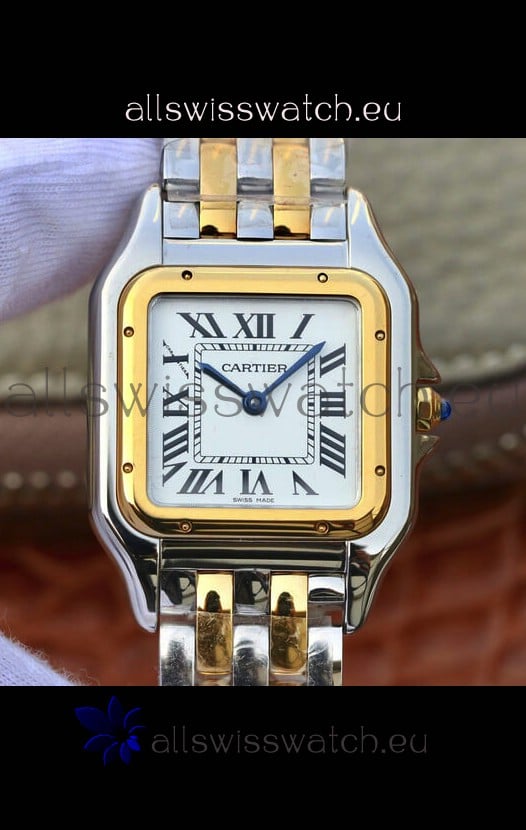 Cartier PANTHERE Edition 1:1 Mirror Swiss Watch 2 Tone Yellow Gold White Dial 