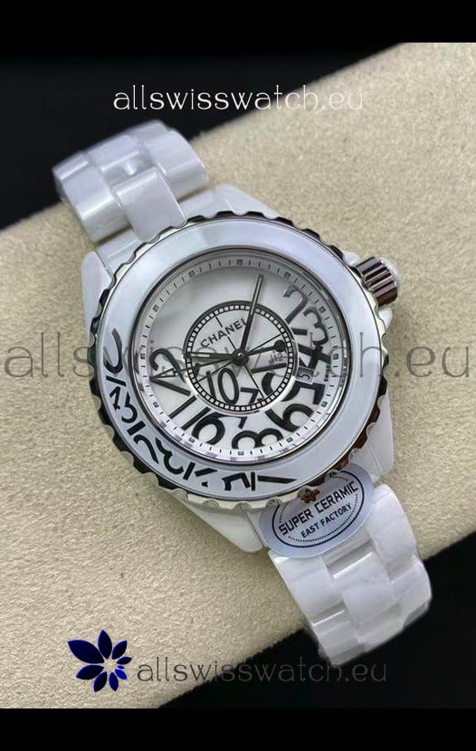 Chanel J12 Ladies White Ceramic Casing White Dial Watch 1:1 Mirror Replica Watch