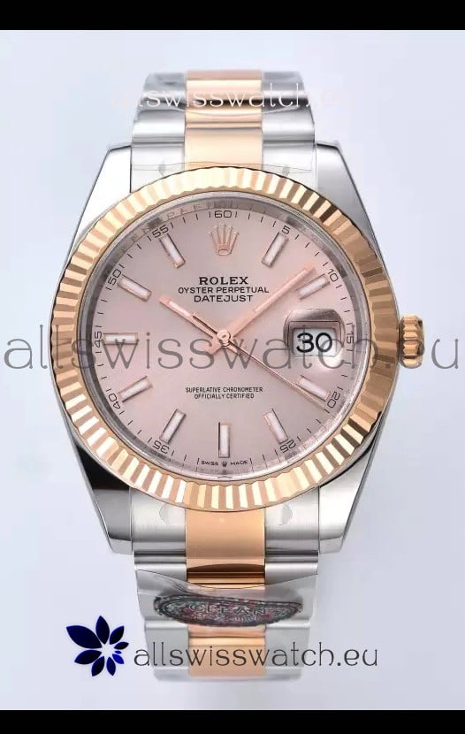 Rolex Datejust Cal.3235 Movement 1:1 Mirror Replica 904L Steel 41MM Two Tone Rose Gold Casing