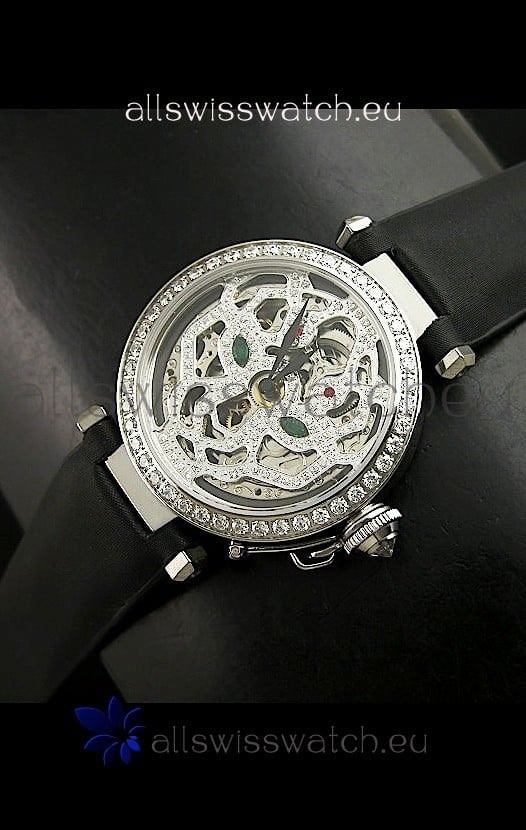 Cartier Pasha Ladies Replica Watch in Skelton Diamond Dial