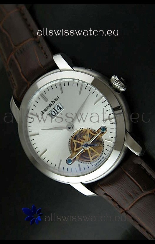 Audemars Piguet Jules Tourbillon Japanese Replica Watch in Silver Dial