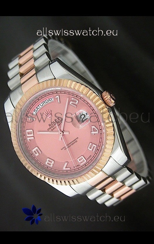Rolex Oyster Perpetual Day Date II Swiss Replica Watch in Pink Dial