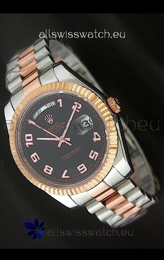 Rolex Oyster Perpetual Day Date II Swiss Replica Watch in Black Dial