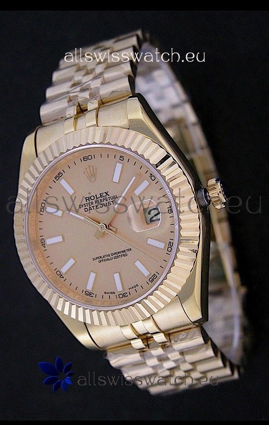 Rolex Datejust Swiss Replica Rose Gold Watch 