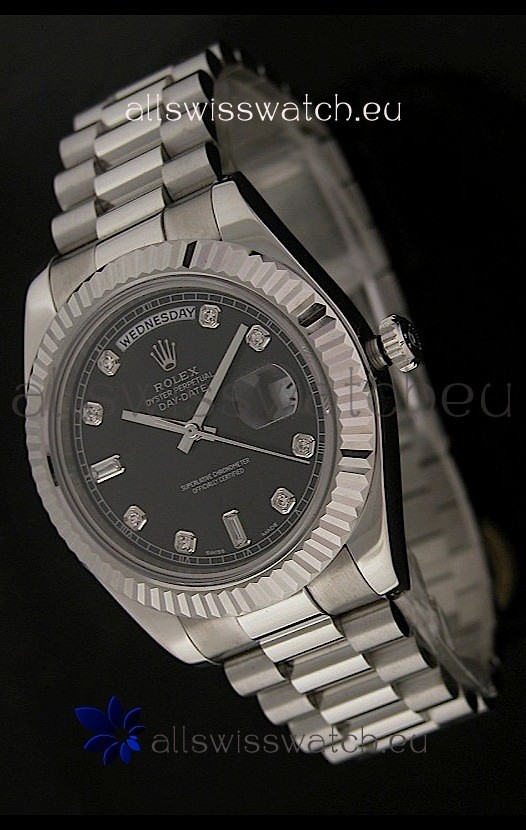 Rolex Oyster Perpetual Day Date Swiss Replica Watch in Black Dial