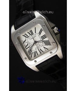 Cartier Santos De Cartier 1:1 Mirror Replica Black Strap 33MM Ladies Watch 