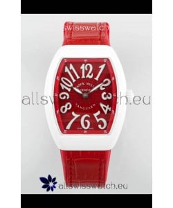 Franck Muller Vanguard Yachting V32 Ceramic Casing Red Dial/Strap Swiss Replica Watch 