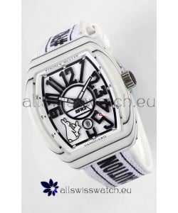 Franck Muller "Fr2nck" Vanguard Rabbit Edition Swiss Replica Watch in White Carbon Casing 