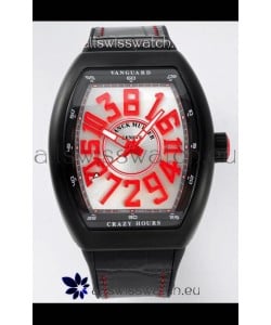 Franck Muller Vanguard Crazy Hours in DLC Coated Casing White Dial Swiss Replica Watch 