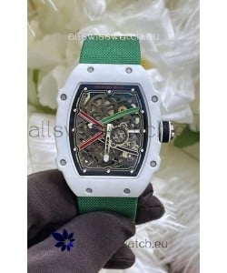 Richard Mille Super Clone RM67-02 White Quartz TPT 37 Grams Watch Green Strap