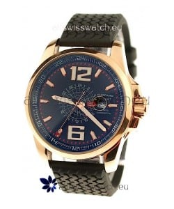 Chopard 1000 Miglia GT XL GMT Japanese Replica Gold Watch in Dark Blue Dial