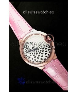 Ballon De Cartier Watch in Pink Gold Casing with Leopard Dial