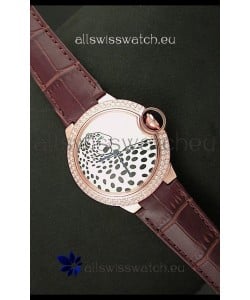 Ballon De Cartier Watch in Pink Gold Casing with Diamonds Bezel