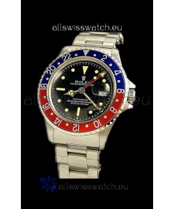 Rolex GMT Master Swiss Replica Steel Watch in Black Dial