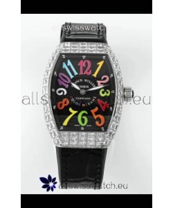 Franck Muller Vanguard V32 Black Dial - Color Dreams with Diamonds Casing Swiss Replica