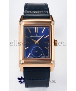 Jaeger-LeCoultre Reverso Super Clone DuoFace Blue/White Rose Gold Replica Watch 