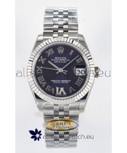Rolex Super Clone Datejust ETA 2688 Movement 31MM Stainless Steel Purple Roman Dial Watch 