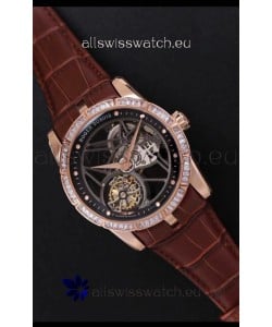 Roger Dubuis Excalibur Spider Flying Tourbillon Skeleton Rose Gold Titanium Casing 1:1 Mirror Swiss Watch