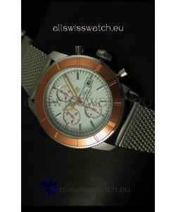 Breitling Super Ocean Gold Bezel Chronograph Swiss Watch 