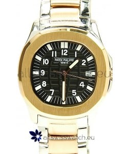Patek Philippe Aquanaut Two Tone Ladies Gold Watch in Black Dial
