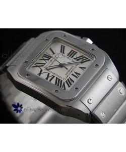 Cartier Santos Swiss Replica Watch in White Dial