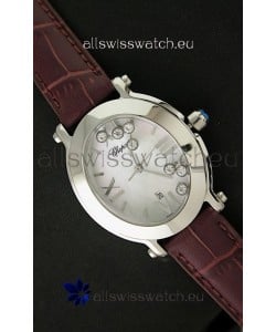 Chopard Happy Sport Ladies Japanese Replica Watch in Brown Strap