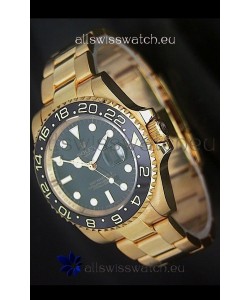 Rolex GMT Master II Swiss Replica Gold Watch in Black Dial